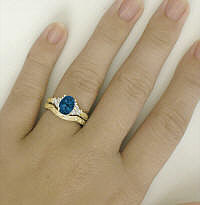 Engagement Rings with London Blue Topaz in 14k yellow gold