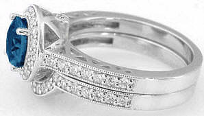 London Blue Topaz Engagement with Matching Wedding Band