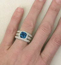 London Blue Topaz Wedding Bands in 14k white gold