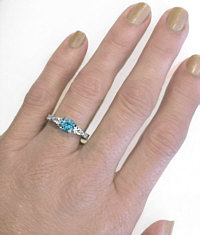 Round Swiss Blue Topaz Rings in 14k White Gold