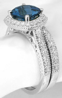 London Blue Topaz and Diamond Engagement Rings in 14k gold