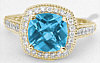 Swiss Blue Topaz Diamond Ring in 14k Gold