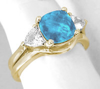 Swiss Blue Topaz Engagement Rings with Matching Band