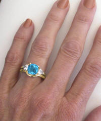 Blue Topaz Wedding Rings with Matching Band in 14k Gold