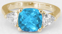 Swiss Blue Topaz Engagement Rings with Matching Band in 14k