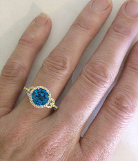 London Blue Topaz Wedding Rings in 14k Yellow Gold