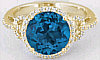 8mm Round London Blue Topaz and Diamond Wedding Rings in 14k Yellow Gold