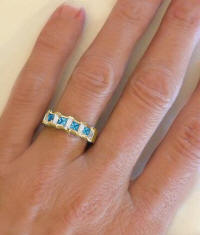 Swiss Blue Topaz Wedding Band in 14k Yellow Gold