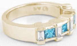 Swiss Blue Topaz Wedding Bands in 14k yellow gold