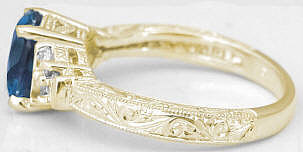 Yellow Gold Engraved Gemstone Rings in 14k yellow gold