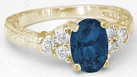 Unique London Blue Topaz Gemstone Rings in 14k yellow gold
