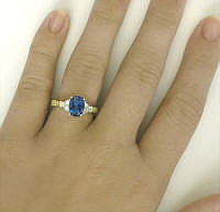 London Blue Topaz Diamond Ring in Yellow Gold