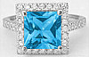 8mm Princess Cut Swiss Blue Topaz Diamond Ring