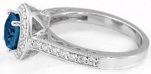 Diamond and Milgrain Detail on Gemstone Ring in 14k white gold