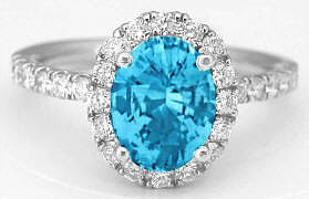 White Gold Blue Topaz Diamond Engagement Ring 14k