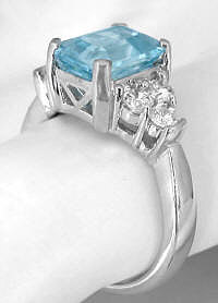 Classic Blue Zircon and Diamond Ring in 14k