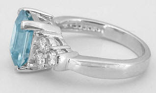 3.85 ctw Blue Zircon and Diamond Ring in 14k white gold