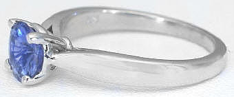 Natural Blue Sapphire Solitaire Ring in 14k white gold