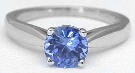 Unheated Ceylon Blue Sapphire Solitaire Ring in 14k white gold