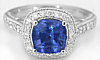 Ceylon Blue Sapphire and Diamond Halo Ring in 14k white gold