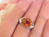 Unique East West Oval Citrine and Diamond Fashion Ring in 18k white and yellow gold for sale