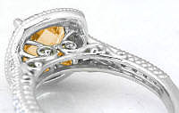 Filigree 8mm Citrine and Diamond Ring in 14k