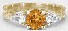 Round Citrine and Pear White Sapphire Ring in 14k Yellow Gold