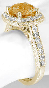 Citrine and Diamond Rings in 14k Yellow Gold