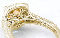 Filigree Citrine Diamond Halo Rings in 14k Yellow Gold