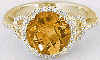 Round Citrine and Diamond Ring in 14k Yellow Gold