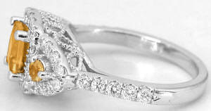 Unique Citrine and Diamond Ring in 14k in 14k white gold
