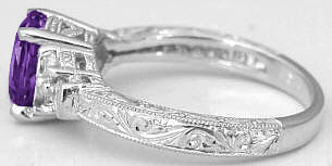 Amethyst Diamond Engagement Ring Engraving