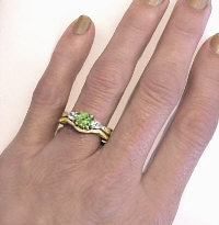 Antique Style Peridot Wedding Rings in Yellow Gold