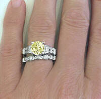 Marquise round natural ceylon yellow sapphire eternity ring in 14k white gold