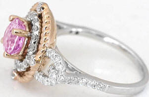 Pink Sapphire and Diamond Ring in 14k white and rose gold