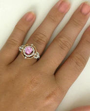 Natural Round Pink Sapphire and Diamond Ring in 14k white and rose gold