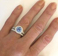  8mm Round Sapphire Engagement Ring Set in 14k white gold