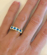 London Blue Topaz Wedding Bands Yellow Gold in 14k yellow gold