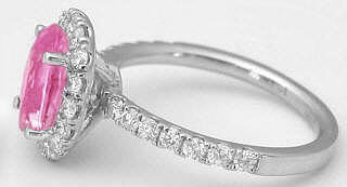 Diamond Halo Ring in White Gold with Sapphire