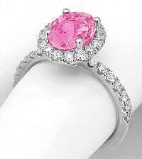 9x7mm Oval Pink Sapphire Rings in 14k white gold