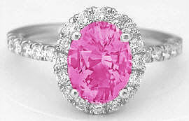 Oval Pink Sapphire Ring with Diamonds in 14k white gold