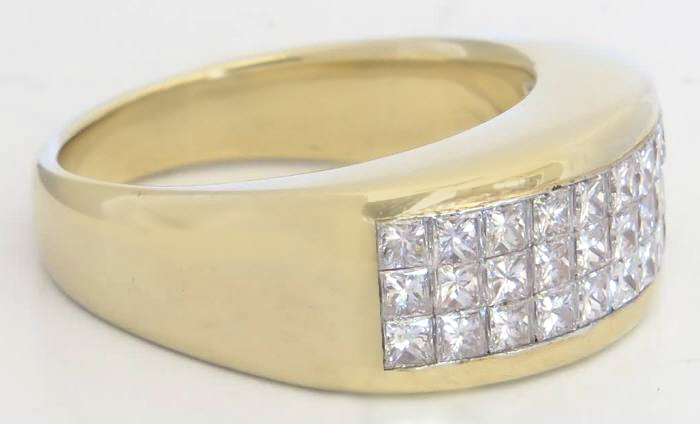 Details about   3Ct Princess Cut Invisible Diamond Engagement Ring Solid 14K Yellow Gold Finish 