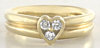 Heart Motif Ring with Genuine Diamonds in Heavy 14k Yellow Gold Mounting