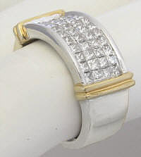 4 Row Invisibly Set Princess Diamond Ring in 18k