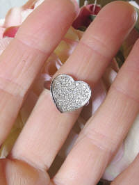 Real Black and White Diamond Heart Ring in 14k white gold for sale