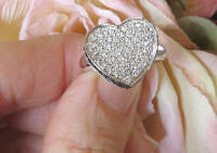 Unique Genuine Diamond Heart Ring in 14k white gold