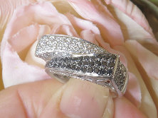 Real Black and White Diamond&nbsp;Fashion Bypass Ring&nbsp;in 14k white gold for sale