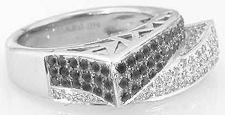 Black Diamond and White Diamond&nbsp;Fashion Ring&nbsp;in 14k white gold