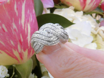 Solid Platinum Real Pave Diamond Fashion Ring for sale
