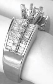 1.06 carat Baguette and Round Diamond Semi-Mounting in 18k white gold